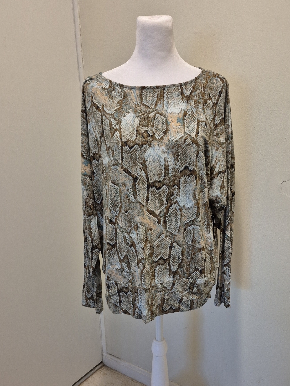 Woman's INC. Snake Print Long Sleeve Top - Neutral